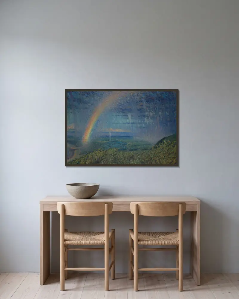 Regenbogen von Nils Kreuger gerahmt an einer Wand