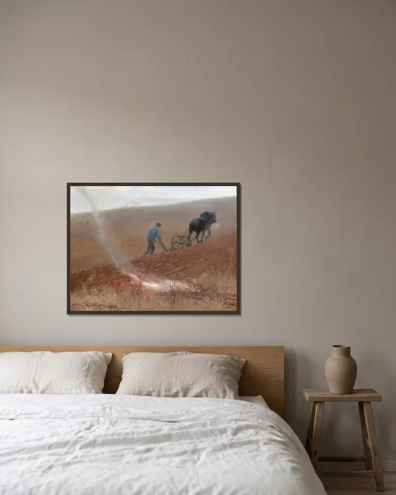 Frühlingspflügen von Nils Kreuger gerahmt an einer Wand