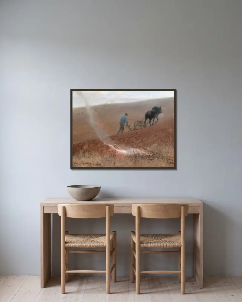 Frühlingspflügen von Nils Kreuger gerahmt an einer Wand