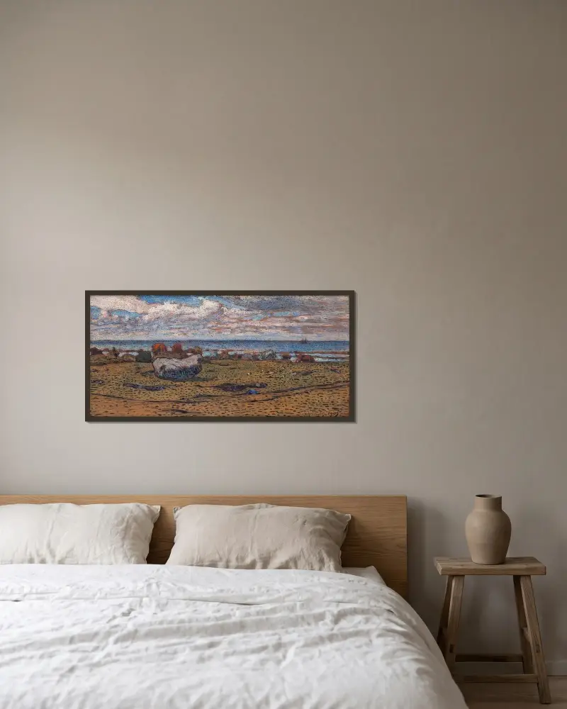 Steine am Strand von Nils Kreuger gerahmt an einer Wand