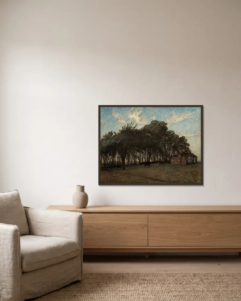 Der Hain von Nils Kreuger gerahmt an einer Wand