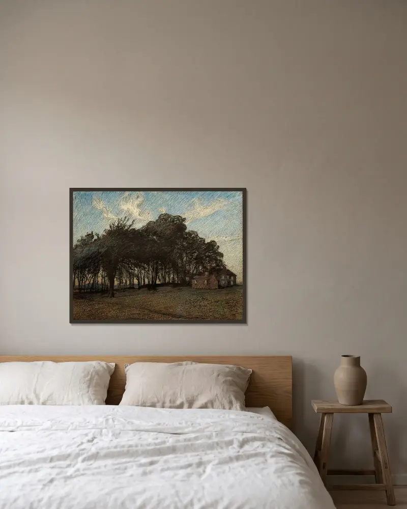 Der Hain von Nils Kreuger gerahmt an einer Wand