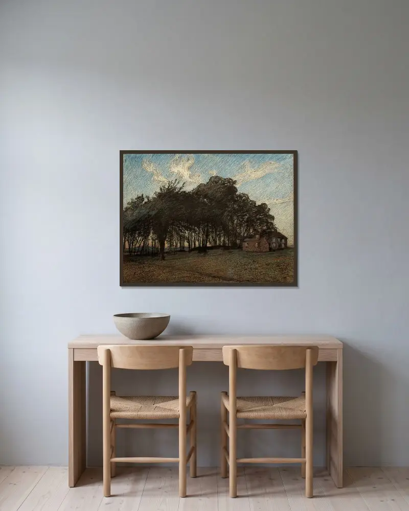 Der Hain von Nils Kreuger gerahmt an einer Wand