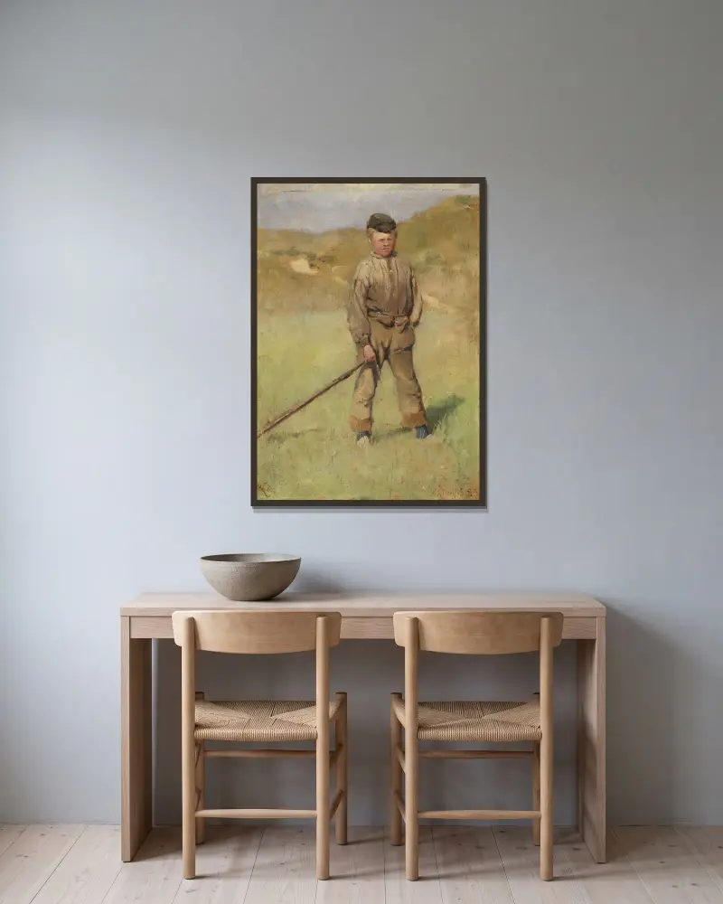 Ung pojke, motiv från Holland av Nils Kreuger inramad på en vägg