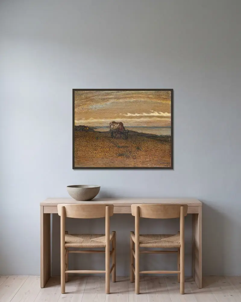 Weide am Meere von Nils Kreuger gerahmt an einer Wand