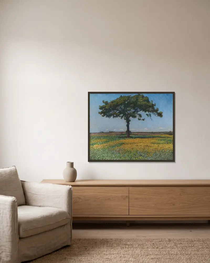 Junge Eiche von Nils Kreuger gerahmt an einer Wand