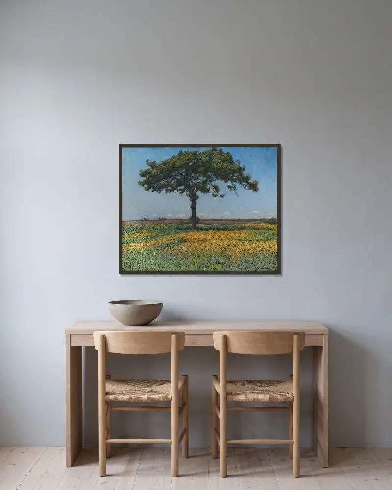 Junge Eiche von Nils Kreuger gerahmt an einer Wand