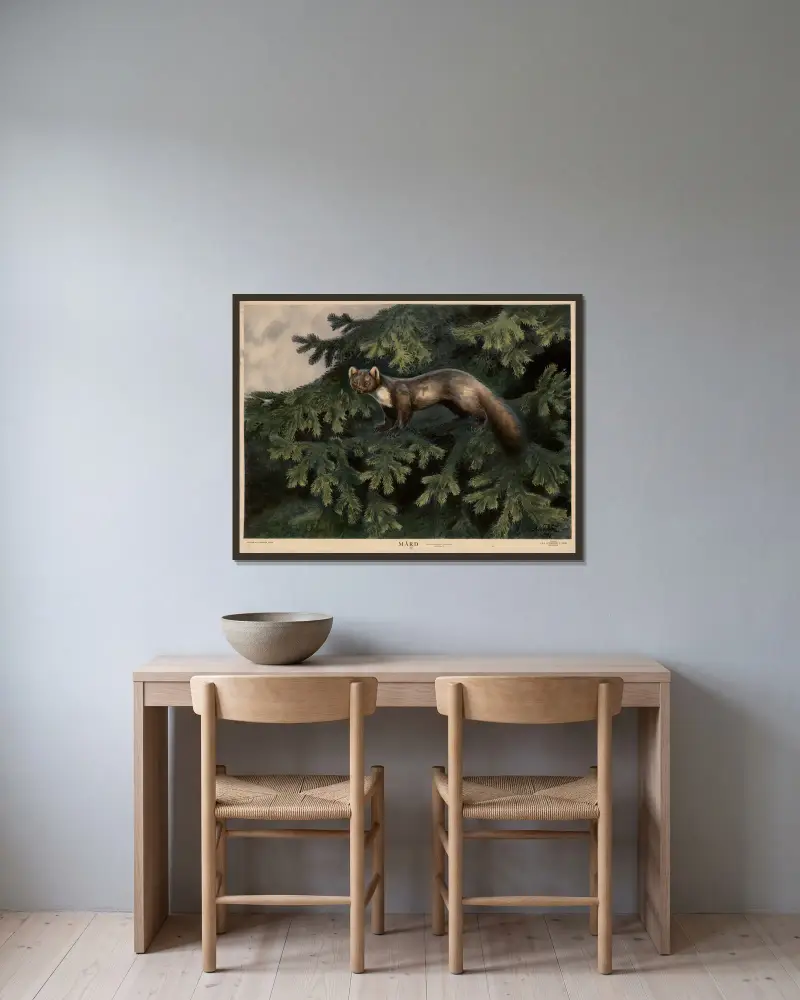 Marder von Nils Tirén gerahmt an einer Wand