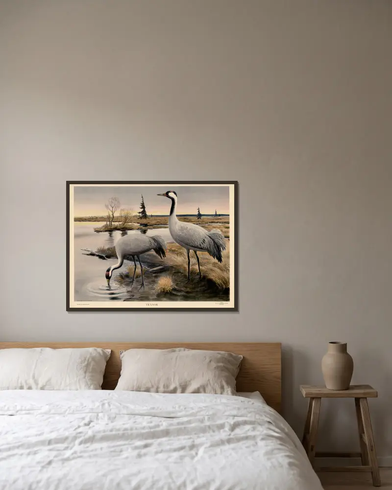 Kraniche von Nils Tirén gerahmt an einer Wand