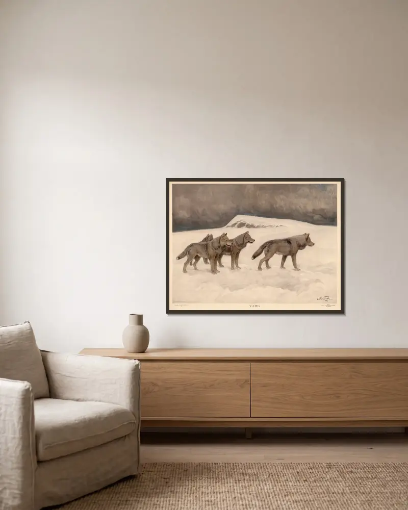 Wolf von Nils Tirén gerahmt an einer Wand