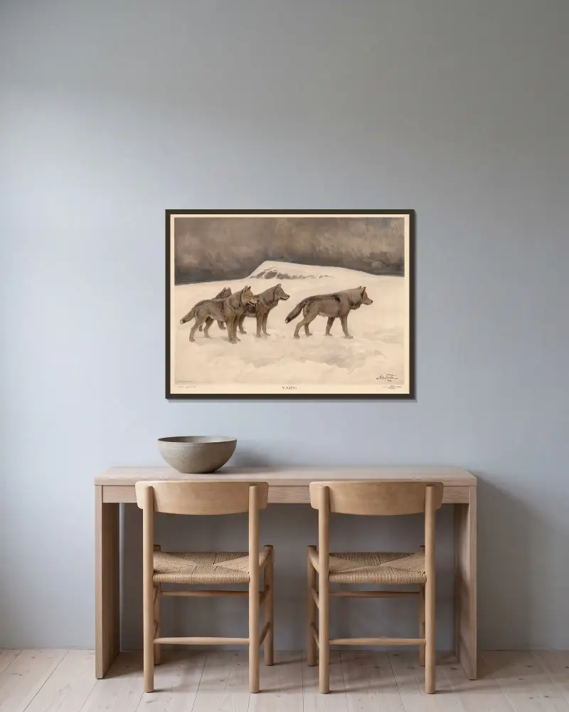 Wolf von Nils Tirén gerahmt an einer Wand