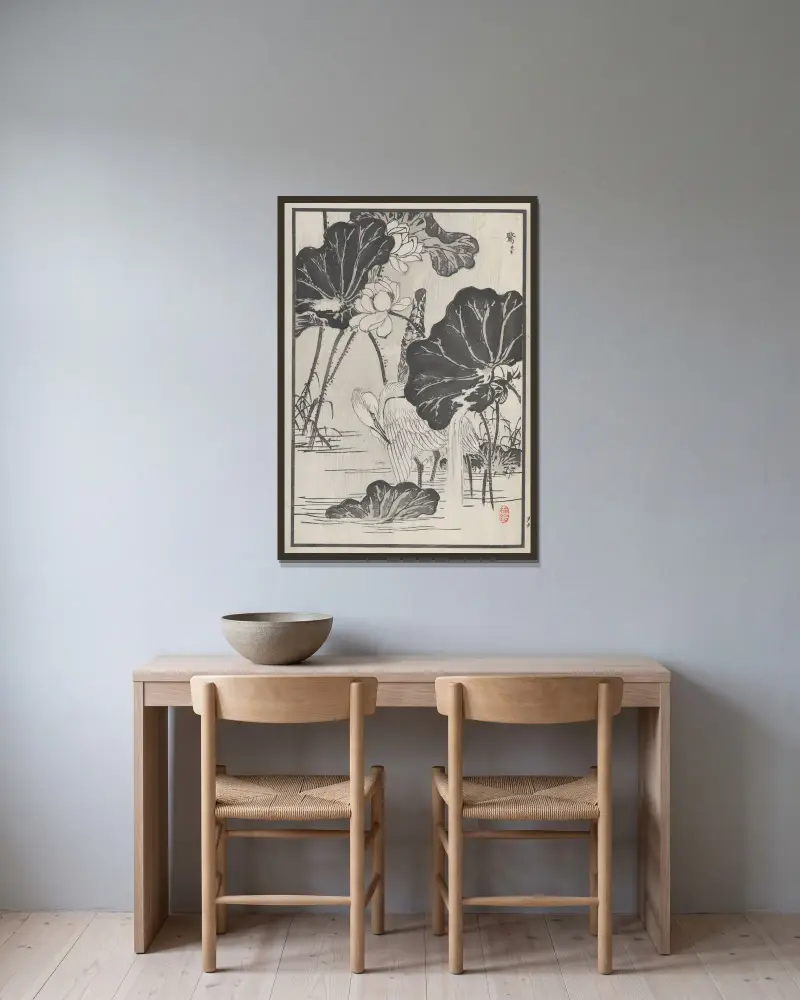 Bairei hyakuchō gafu. Ten Pl.11 av Kōno Bairei inramad på en vägg