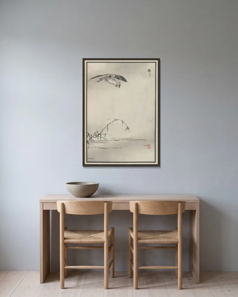 Bairei hyakuchō gafu. Ten Pl.26 av Kōno Bairei inramad på en vägg