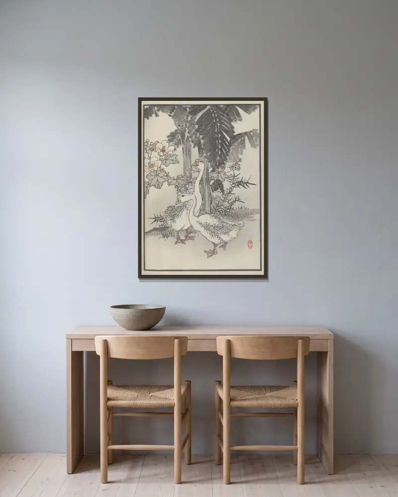 Bairei hyakuchō gafu. Ten Pl.38 av Kōno Bairei inramad på en vägg