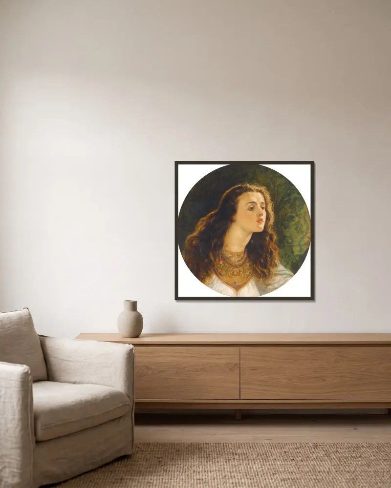 Die Dame von Shalott von Sir Joseph Noel Paton gerahmt an einer Wand
