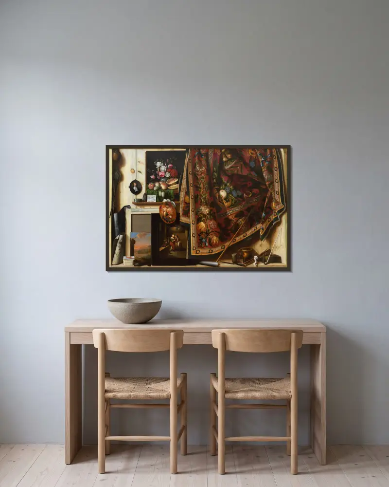 Trompe L’oeil. A Cabinet In The Artist’s Studio av Cornelis Norbertus Gijsbrechts inramad på en vägg