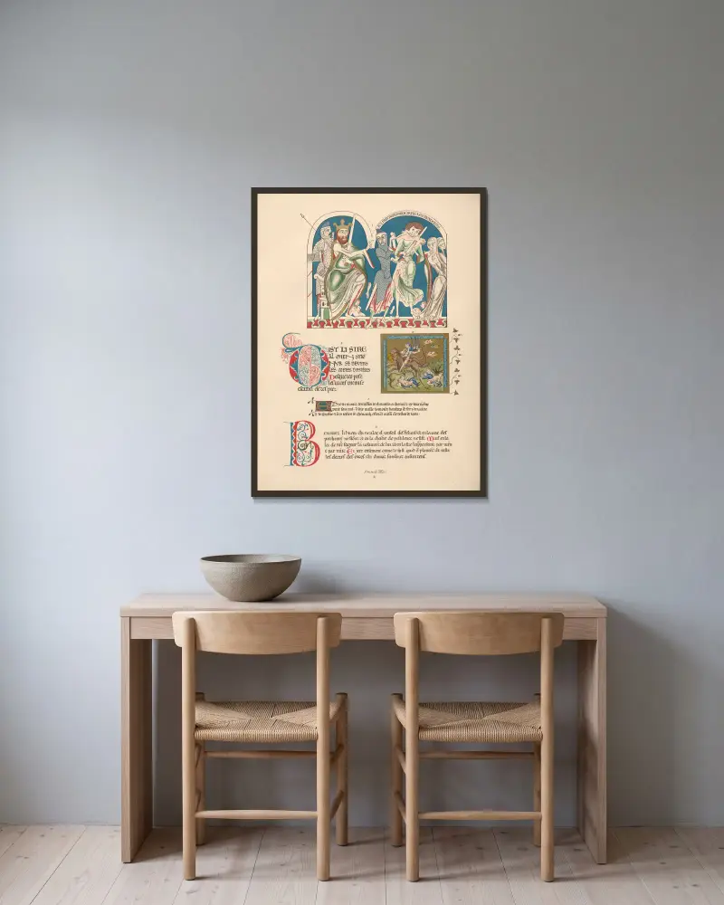 French MSS av John Obadiah Westwood inramad på en vägg