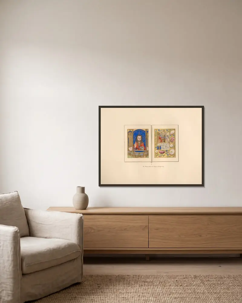Das Gebetbuch der Maria von Burgund von John Obadiah Westwood gerahmt an einer Wand