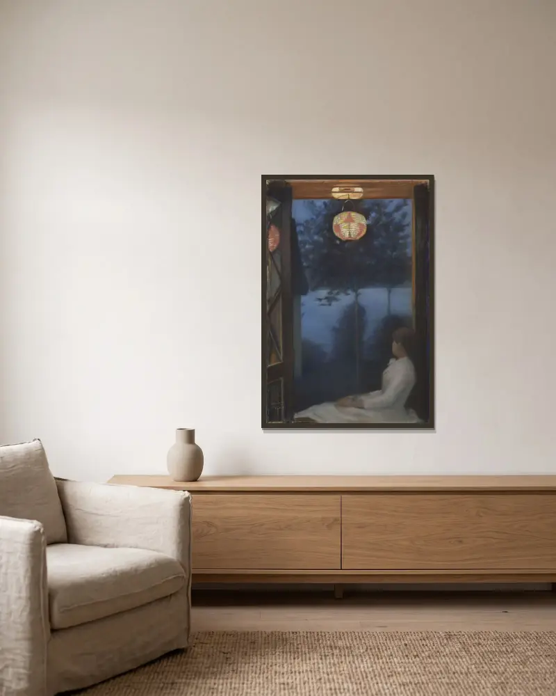A Japanese Lantern av Oda Krohg inramad på en vägg
