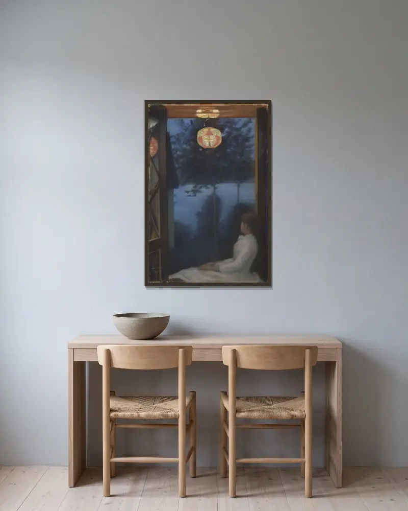 A Japanese Lantern av Oda Krohg inramad på en vägg