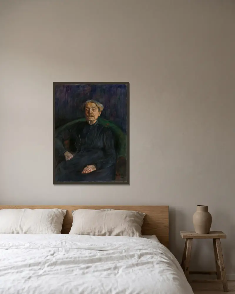 Portrait of the Artist Aasta Hansteen av Oda Krohg inramad på en vägg