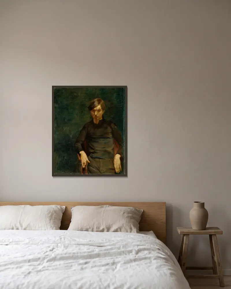 Portrait of the Swedish Painter Ivar Arosenius av Oda Krohg inramad på en vägg