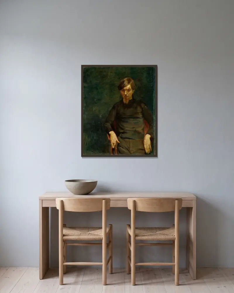 Portrait of the Swedish Painter Ivar Arosenius av Oda Krohg inramad på en vägg