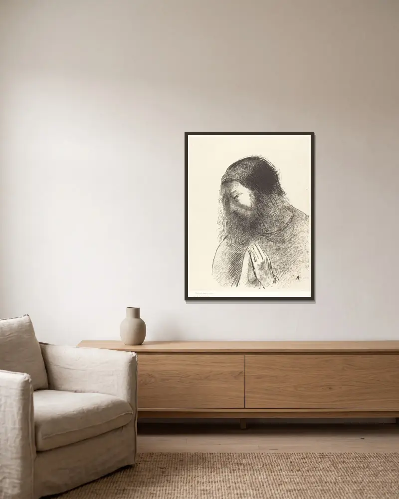 C’est moi, Jean, qui ai vu et qui ai oie ces choses (And I John saw these things and heard them av Odilon Redon inramad på en vägg