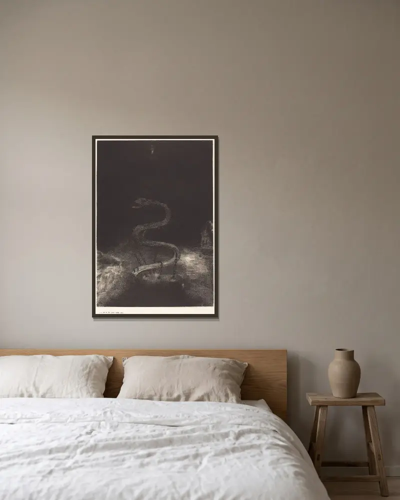 Et le lia pour mille ans av Odilon Redon inramad på en vägg