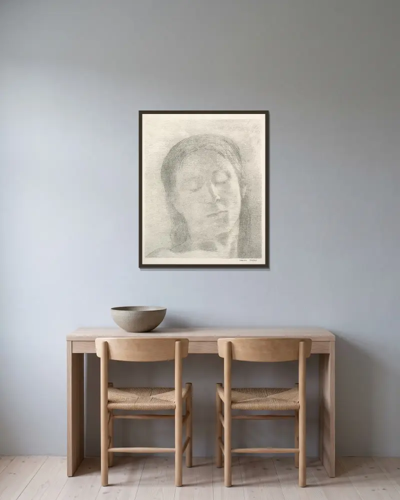 Zavřené oči, Odilon Redon v rámu na stěně