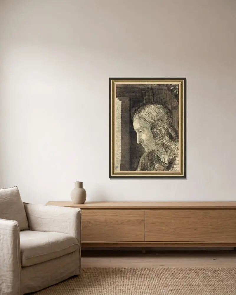 Hlava doleva, Odilon Redon v rámu na stěně