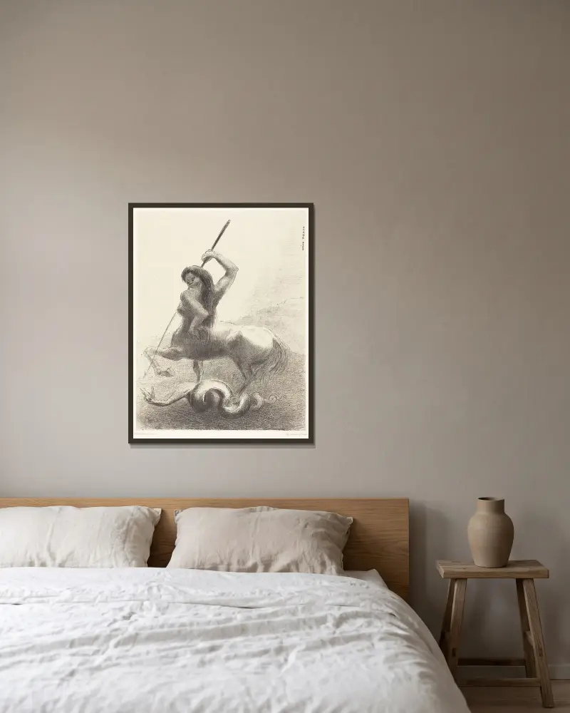 Il y eut des luttes et des vaines victoires av Odilon Redon inramad på en vägg