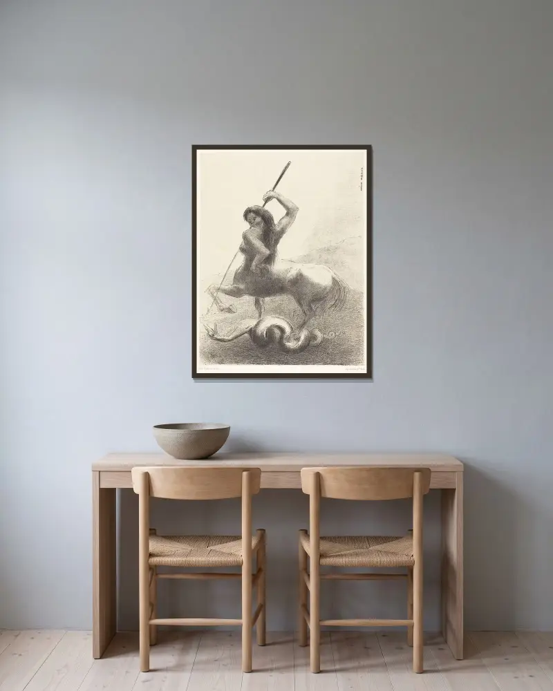 Il y eut des luttes et des vaines victoires av Odilon Redon inramad på en vägg