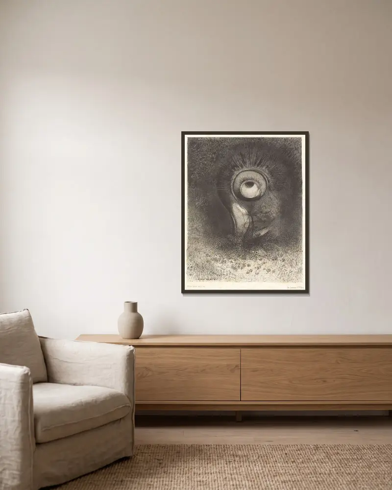 Il y eut peut-etre une vision premiere essayee dans la fleur av Odilon Redon inramad på en vägg