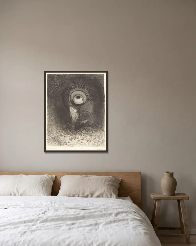 Il y eut peut-etre une vision premiere essayee dans la fleur av Odilon Redon inramad på en vägg
