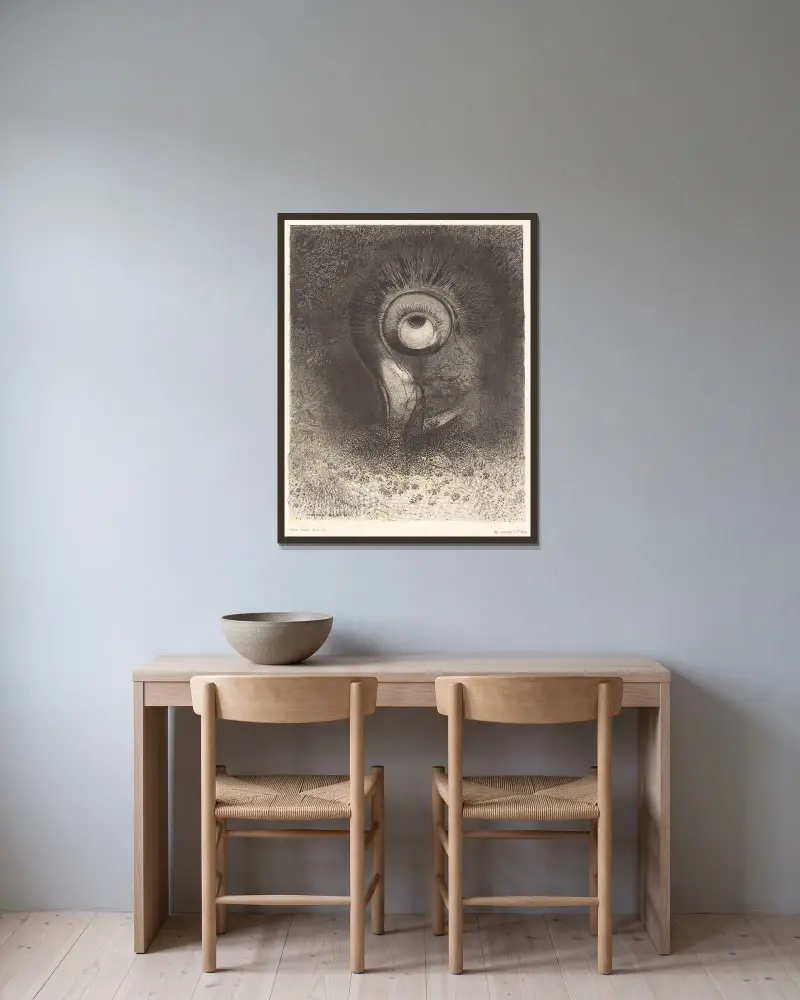 Il y eut peut-etre une vision premiere essayee dans la fleur av Odilon Redon inramad på en vägg