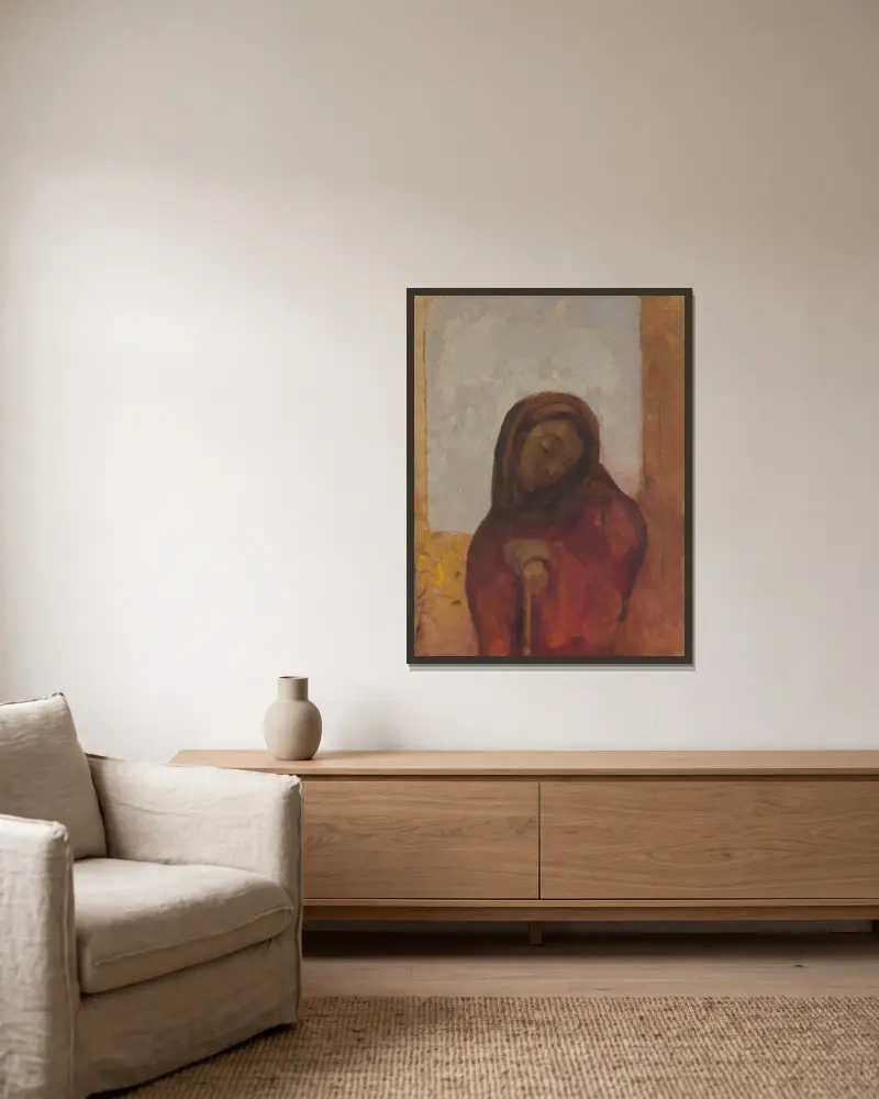 La Désespérance, Dit Aussi La Souffrance av Odilon Redon inramad på en vägg