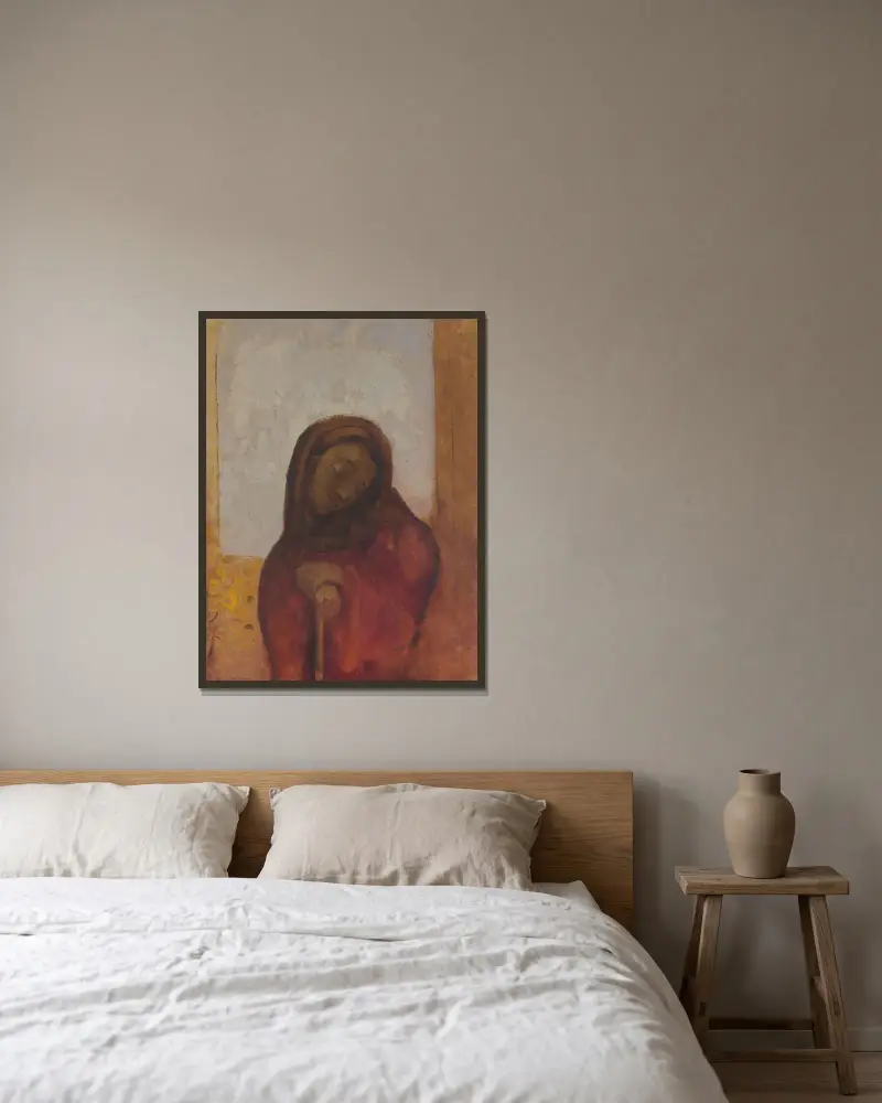 La Désespérance, Dit Aussi La Souffrance av Odilon Redon inramad på en vägg