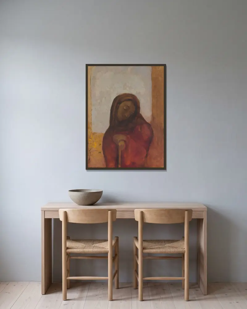 La Désespérance, Dit Aussi La Souffrance av Odilon Redon inramad på en vägg