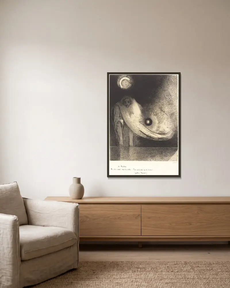 Buddha, 1895 – č. 1, Odilon Redon v rámu na stěně