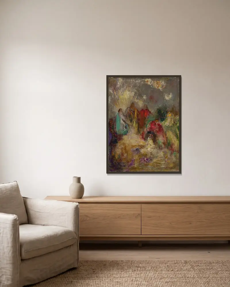 Christus und seine Jünger von Odilon Redon gerahmt an einer Wand