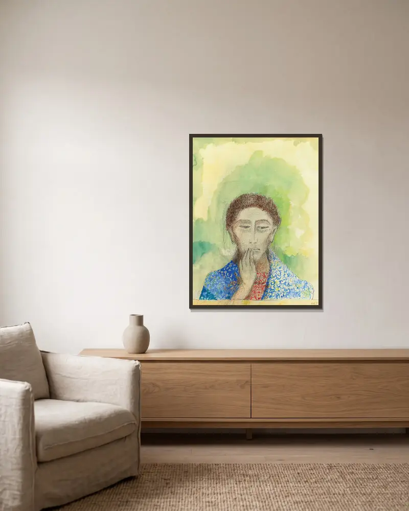 Das Schweigen von Odilon Redon gerahmt an einer Wand