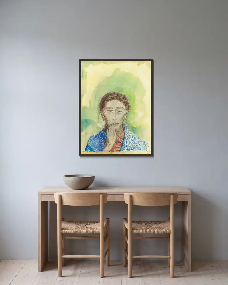 Das Schweigen von Odilon Redon gerahmt an einer Wand