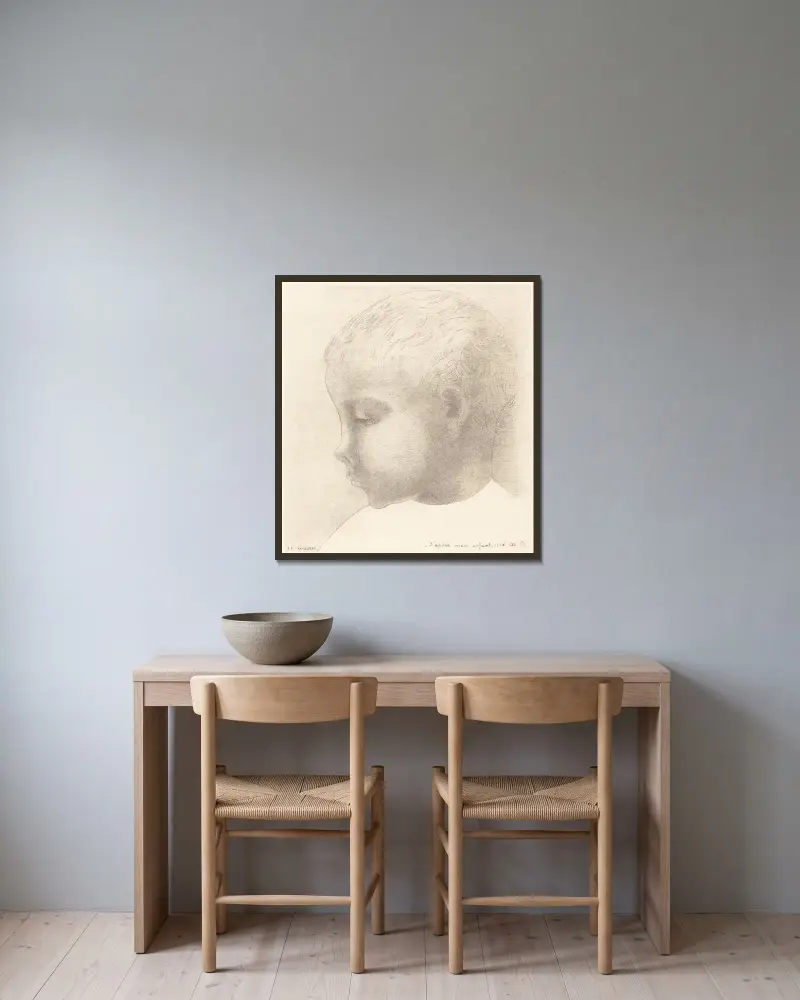 Mein Kind von Odilon Redon gerahmt an einer Wand