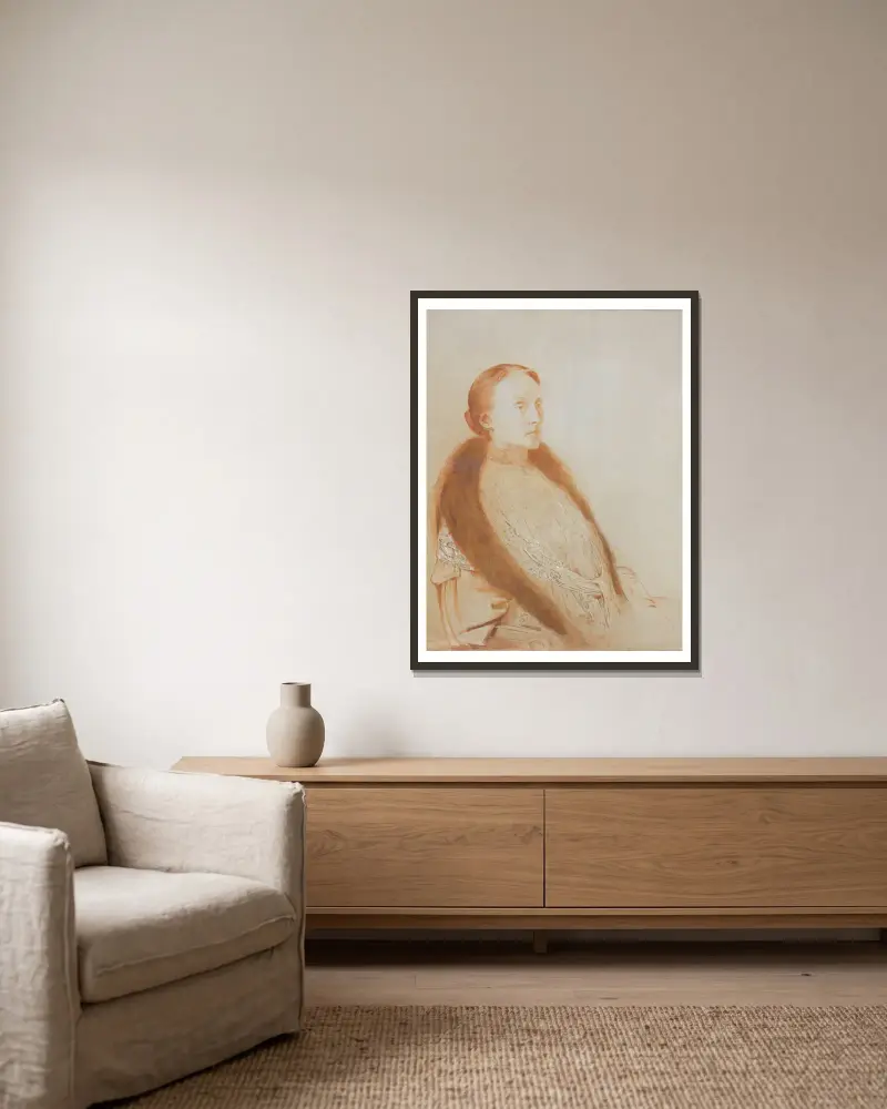 Porträtt av A.M.L. Bonger-van der Linden av Odilon Redon inramad på en vägg