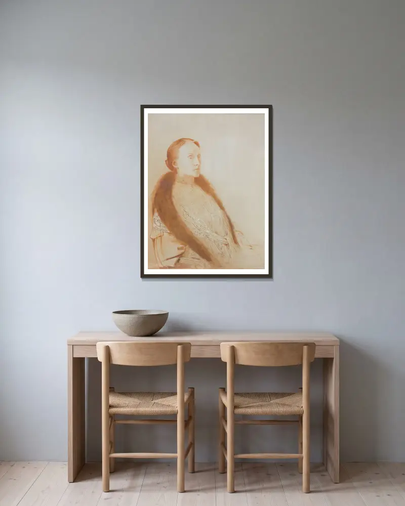 Porträtt av A.M.L. Bonger-van der Linden av Odilon Redon inramad på en vägg