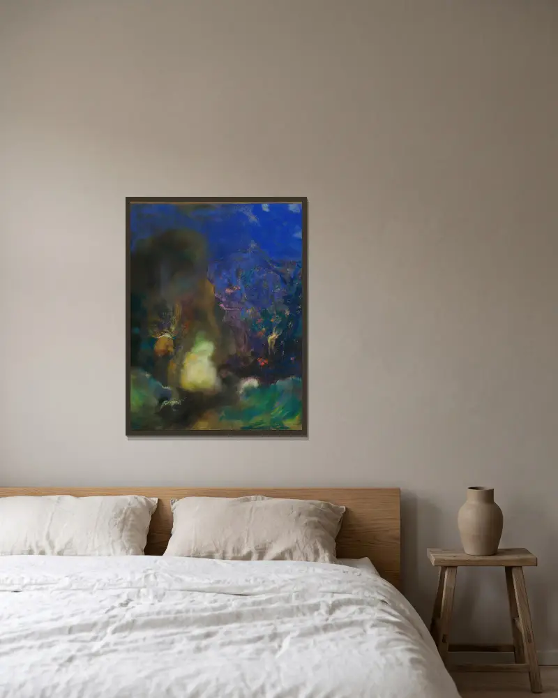 Roger und Angelica von Odilon Redon gerahmt an einer Wand