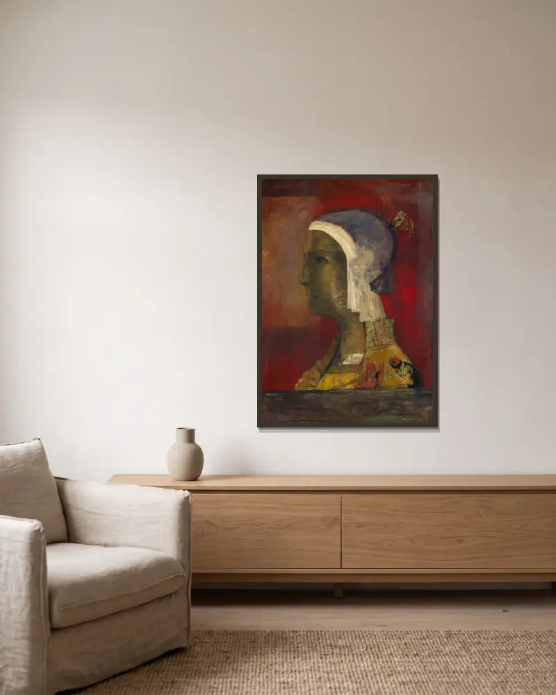 Symbolická hlava, Odilon Redon v rámu na stěně