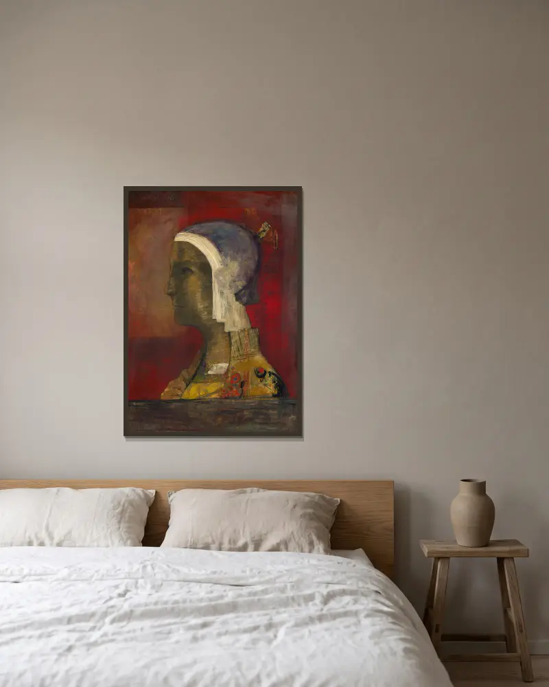 Symbolická hlava, Odilon Redon v rámu na stěně