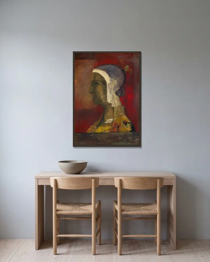 Symbolická hlava, Odilon Redon v rámu na stěně